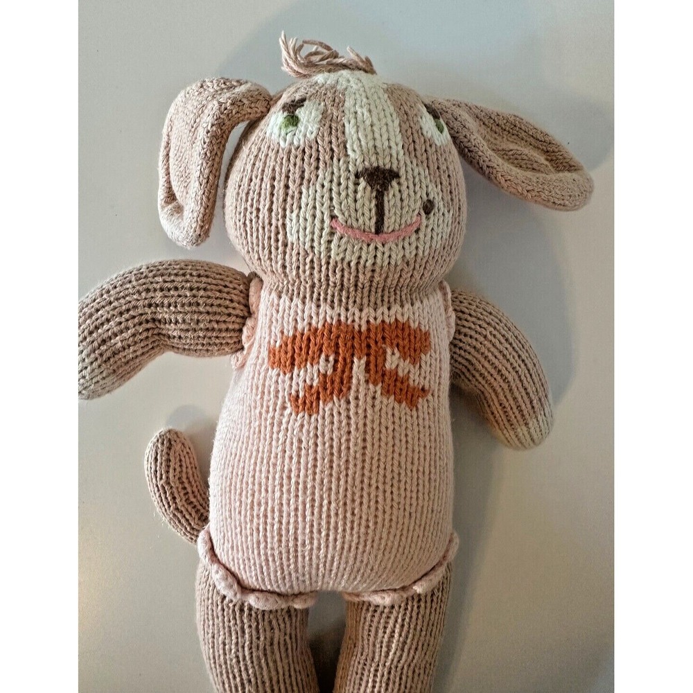 Blabla Belle The Dog Stuffed Cotton Knit Plush Peru Stuffed Animal Pink 12 in